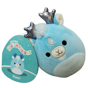 Squishmallows Xam The Kirin 3.5" Mini Plush Clip Stuffed Animal Toy Blue NWT